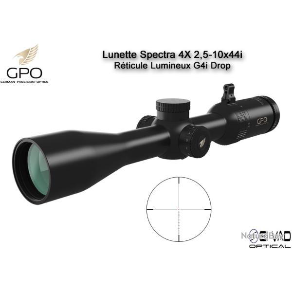 Lunette Chasse GPO SPECTRA 4X 2,5-10x44i  - R�ticule Lumineux G4i Drop