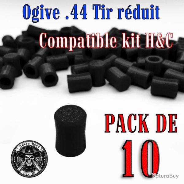 Balle tir r�duit .44 ogive compatible kit H&C  base creuse flexible - Pack de 10 - Bast3D