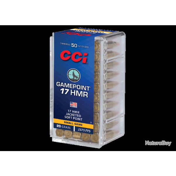 CARTOUCHES CCI - 17 HMR GAMEPOINT - 20 GRAINS - BOITE DE 50