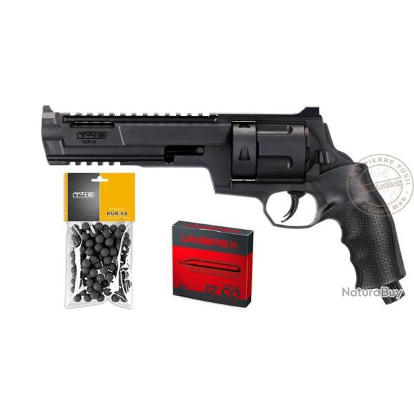 Pack revolver CO2 � balles de caoutchouc T4E TR 68 - Cal.68 (16 Joules max)