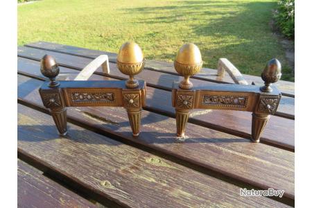 Chenet Ancien En Bronze , Paire De Chenets Napoleon III En B