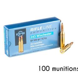 Munitions PARTIZAN calibre 243 Win Softpoint 100gr - 6.47g x100 
