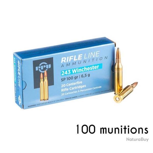 Munitions PARTIZAN calibre 243 Win Softpoint 100gr - 6.47g x100 