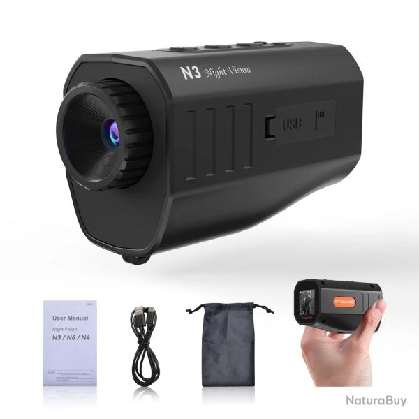 Monoculaire enregistreur de vision nocturne 1080, 12MP, Zoom 5X