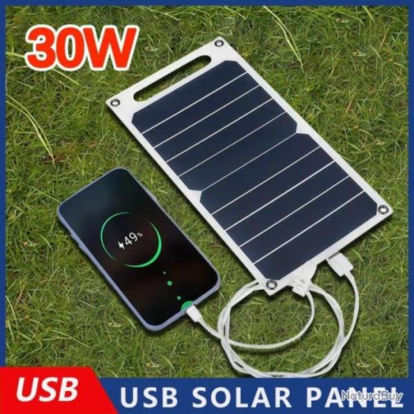Panneau Solaire 30W avec USB Etanche pour les Activits de Plein Air Chasse Camping