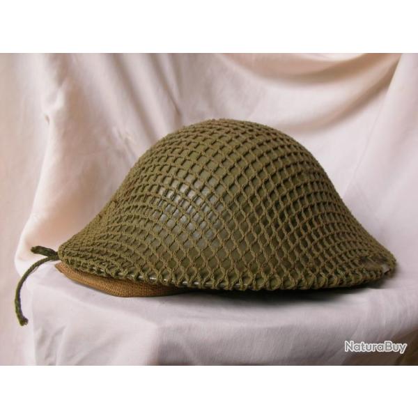 WW2 ANGLETERRE CASQUE MILITAIRE ANGLAIS MK II DAT� 1943 PERSONNALIS� ET SON FILET
