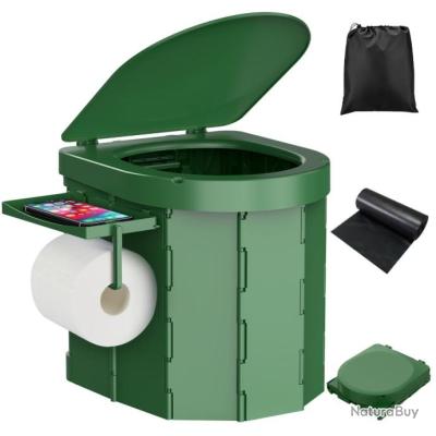 Toilettes De Camping Portables Pliables - Pour Camping, Randonnée, Voyage - Design Compact Et étanche Avec Couvercle Bloquant Les Odeurs - 4