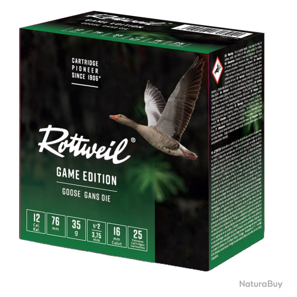 Cartouches Rottweil Game Edition Oie - Cal. 12/76 - 35 g / Par 10
