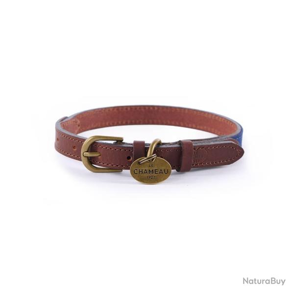 Collier pour chien Le Chameau Coton Cir�/Cuir - S / Bleu Fonc�