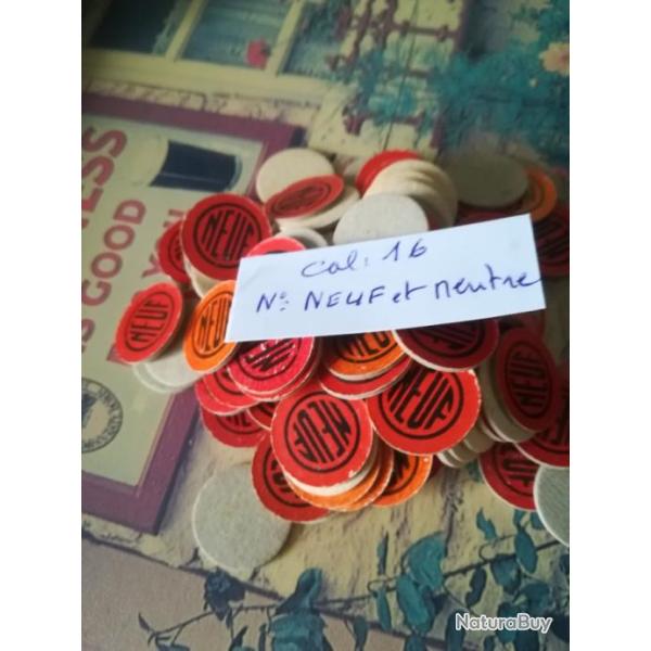 Cartons de fermeture num�rot�s NEUF et neutre au verso