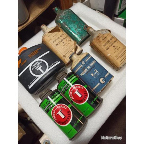 Lot collection bidon poudre chasse vide annees 30 et ann�es 70