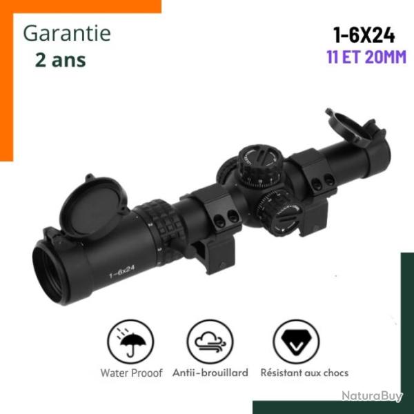 Lunette de vis�e 1-6X24 20mm Picatinny et 11mm - Livraison rapide - Garantie 2 ans