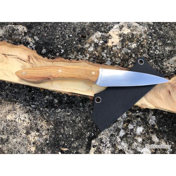 Coute de table Le Garenne artisanal inox 10cm de lame Amandier et prot�ge lame