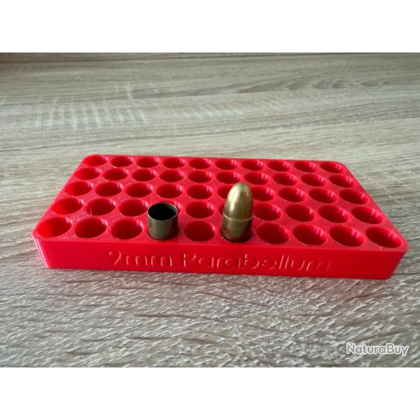 Plateau / Support de rechargement 50 munitions / cartouches 9 mm Parabellum / 9x19