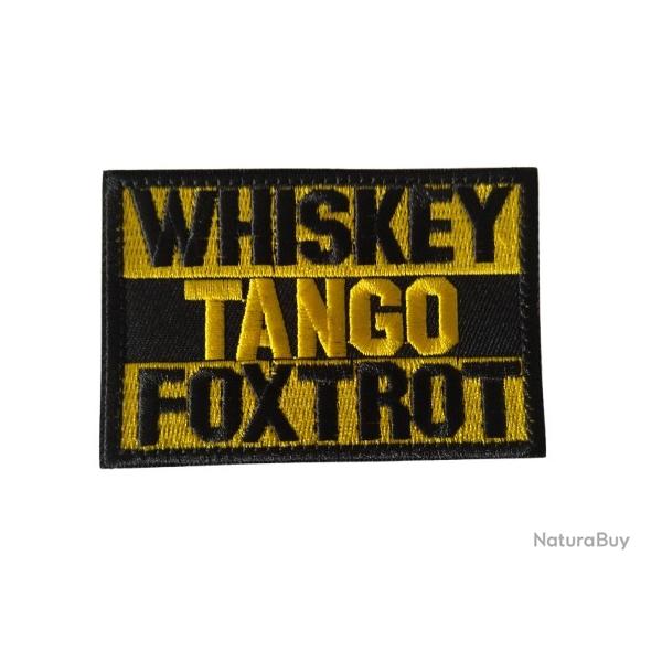 Patch Whisky Tango Foxtrot - Jaune - velcro - Livraison gratuite