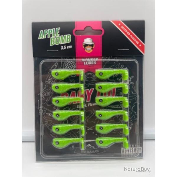 Pochette de 12 leurres souples Monkey Lures 3,5cm Apple Bomb
