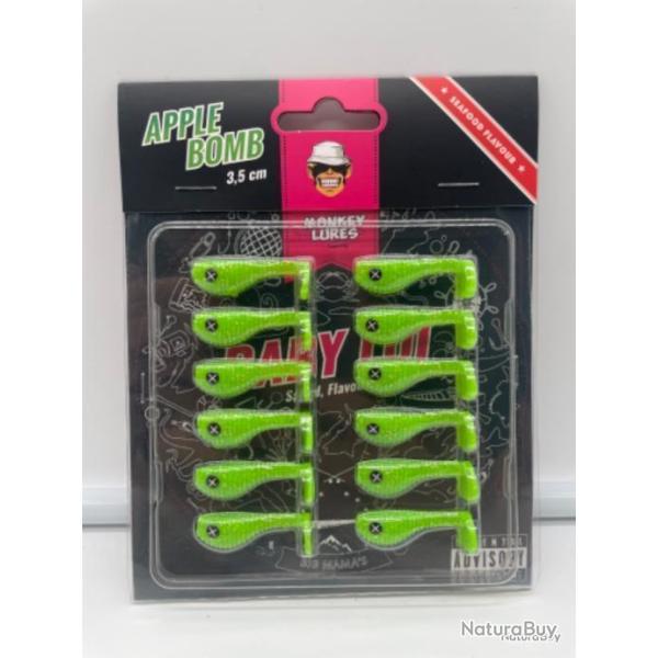 Pochette de 12 leurres souples Monkey Lures 3,5cm Apple Bomb