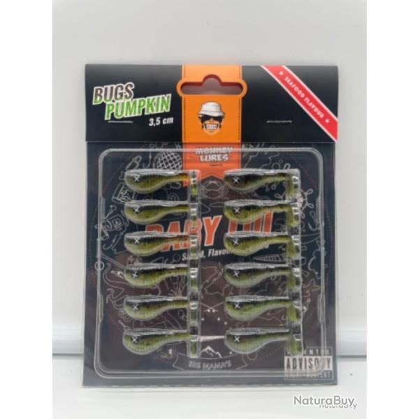 Pochette de 12 leurres souples Monkey Lures 3,5cm Bugs Pumpkin