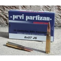 Cartouches PARTIZAN CAL. 8X57 JS 198-GRS FMJ lot de 1000