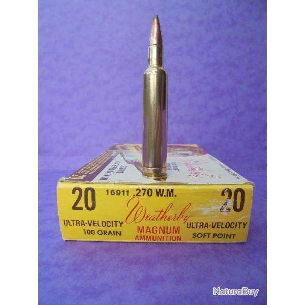 UNE !!! SUPERBE Cartouche cal. 270 Weatherby magnum