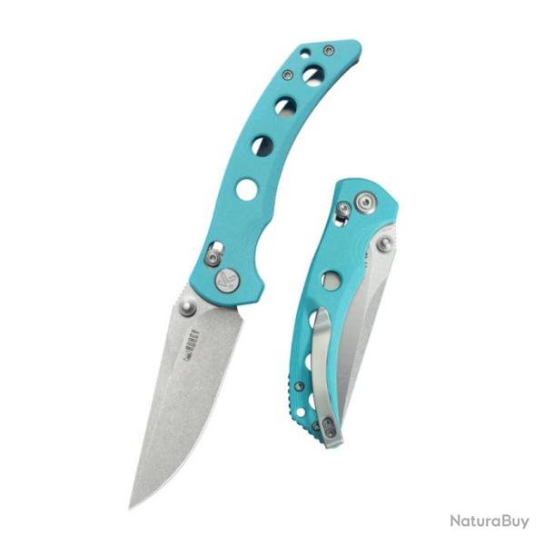 Couteau Kubey Hound Tiffany Blue Manche G-10 Lame Acier 14C28N Crossbar Lock Clip KUB172C