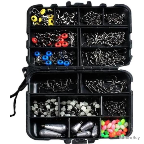 177pcs Kits Accessoires P�che Crochets Bouchons Videur Paillettes avec Bo�te