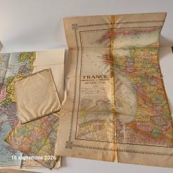 Lot de 2 cartes g&eacute;ographiques anciennes La France et l' Europe