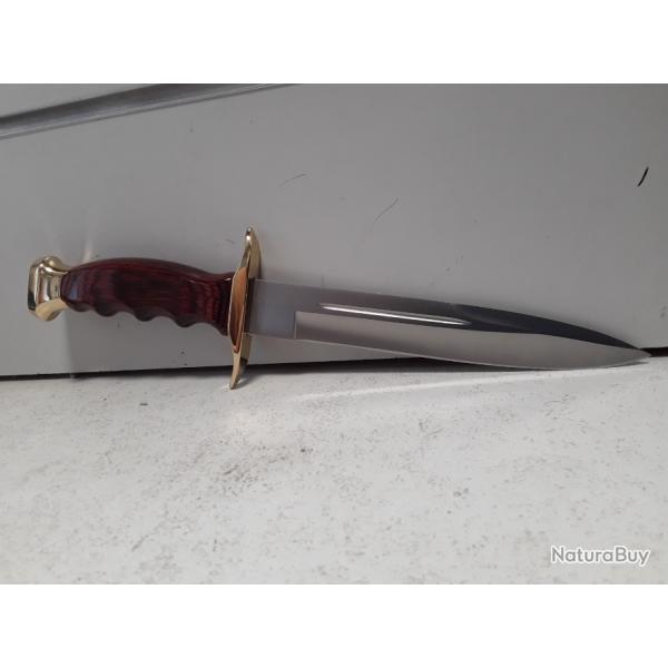DAGUE / POIGNARD MUELA BOWIE LAME ACIER 19CM MANCHE STAMINA + ETUI CUIR