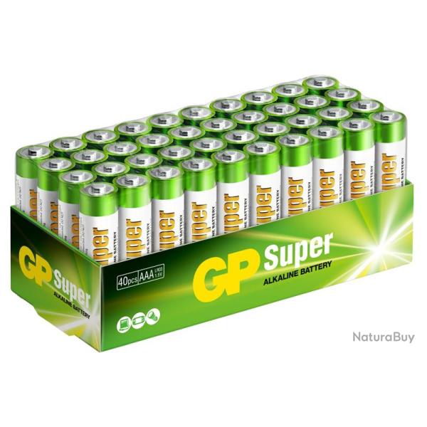 Kit de 40 piles AAA alcalines Super GP Batteries