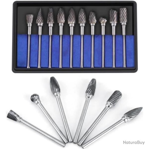 10PCS 3mm*6mm Fraises de Coupe Rotative Carbure Rotatifs Burr Dremel Out