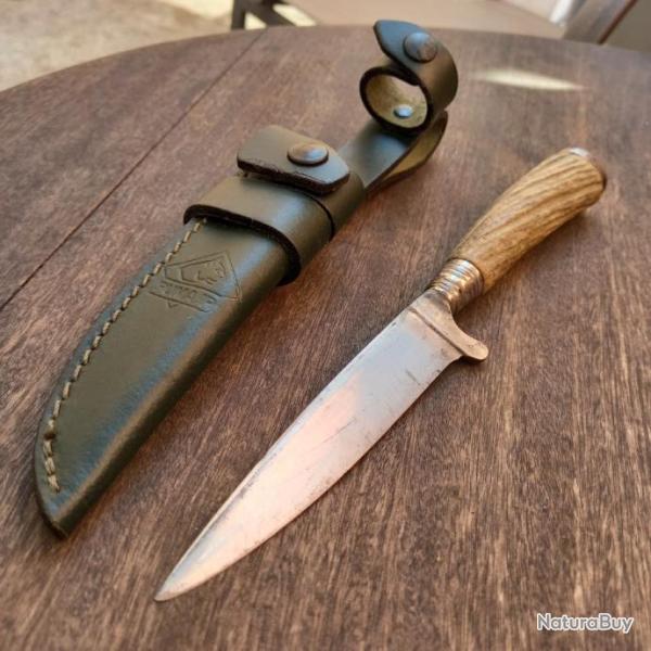 Grand Couteau de Chasse NICKER ALLEMAND  Manche en Bois de Cerf avec �tui