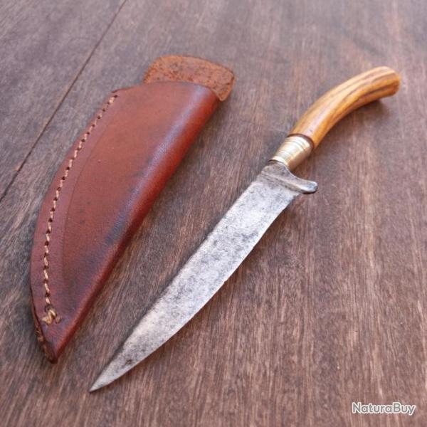 Ancien Couteau de Chasse NICKER ALLEMAND  Manche en Bois de Cerf avec �tui en Cuir