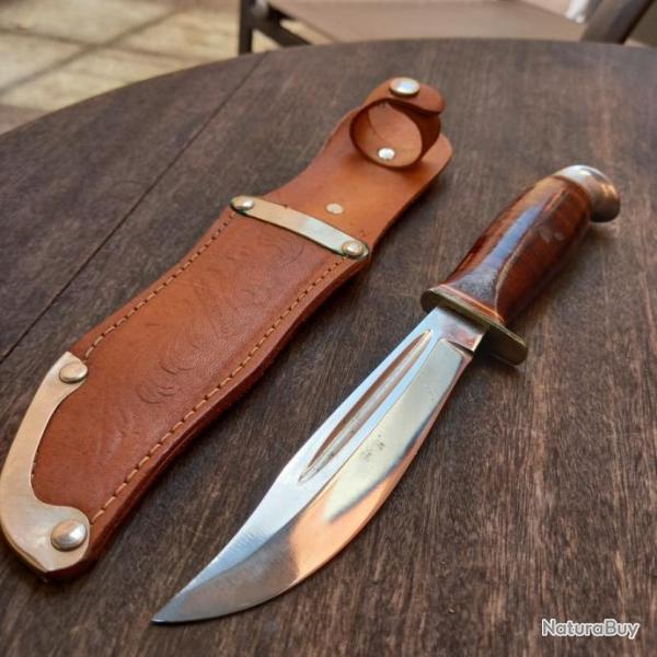 Joli Couteau PUUKKO LISAKKI JARVENPA� Made in FINLAND Manche en Bois avec �tui en cuir