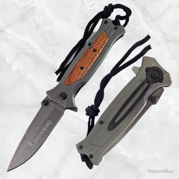 Couteau de Poche Massif Lame Acier 9,5 cm Manche R�sine 12,5 cm Lani�re