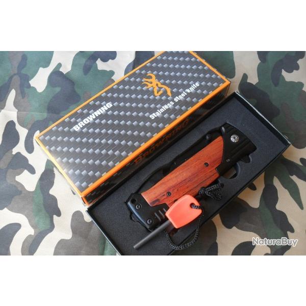 Grand Couteau Avec Allume Feu Massif Lame 10 cm Manche 13 cm Lani�re