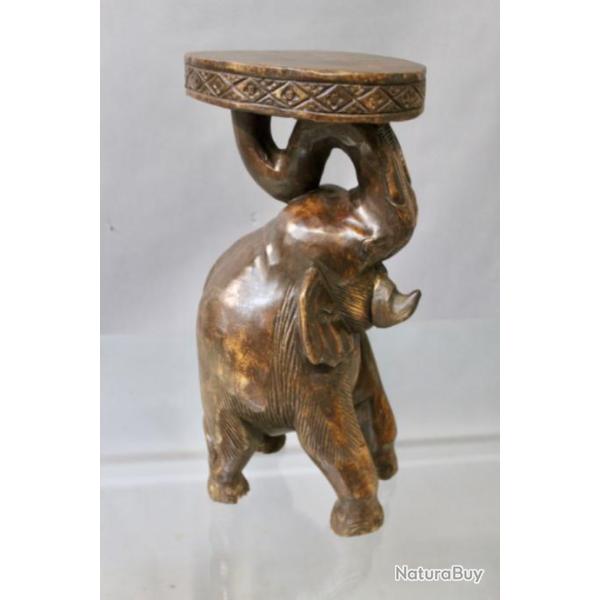 Petit gu�ridon ou tabouret �l�phant fonc� bois massif