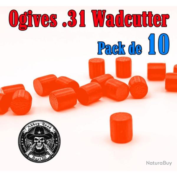 Balle tir r�duit .31 ogive Wadcutter orange haute visibilit� plastique - Pack de 10 - Bast3D