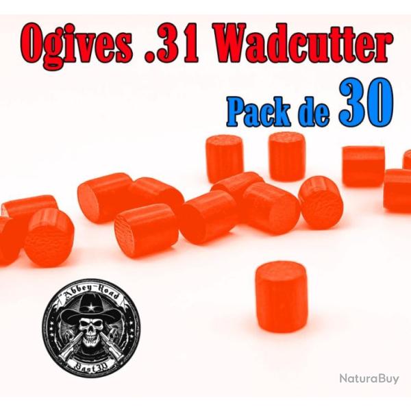 Balle tir r�duit .31 ogive Wadcutter orange haute visibilit� plastique - Pack de 30 - Bast3D