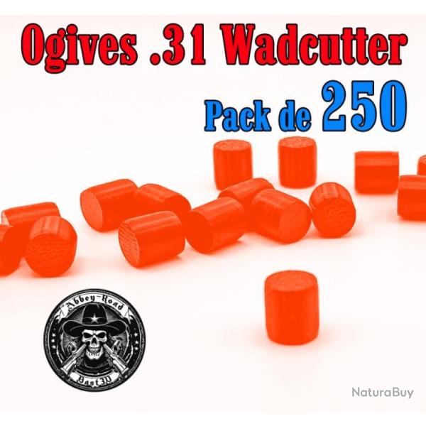 Balle tir r�duit .31 ogive Wadcutter orange haute visibilit� plastique - Pack de 250 - Bast3D