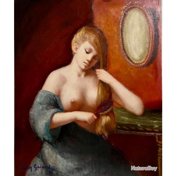 Leon Galand Femme � la coiffure , Huile Sur Toile