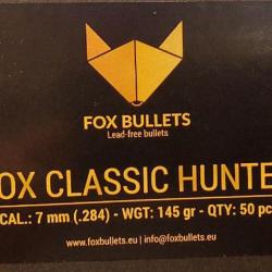 Ogives Sans Plomb Monolithiques FOX CLASSIC HUNTER cal.7mm (.284) 145gr - Boite de 50 unit&eacute;s