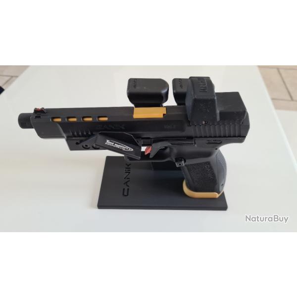 Stand / Support / Pr�sentoir pour pistolet CANIK TP9 SFX/DA/SA + 2 chargeurs personnalisable.
