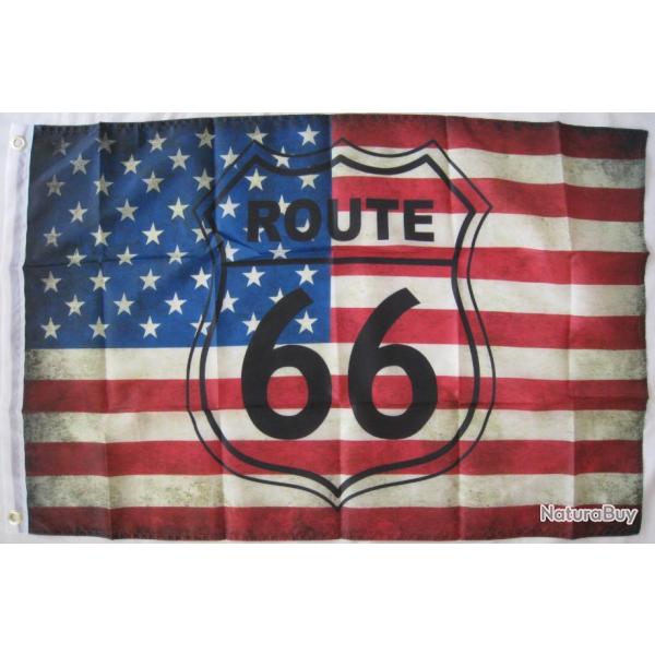 DRAPEAU  USA  ROUTE 66  60X90cm Ref.63