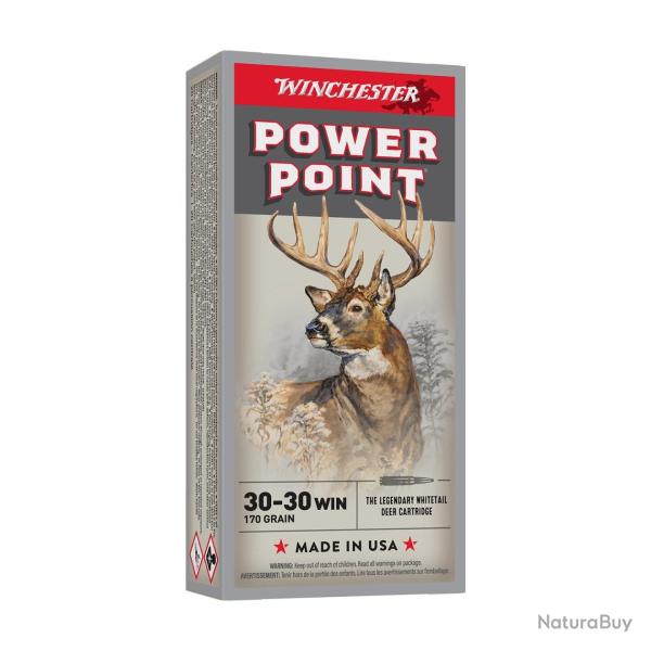 Cartouches WINCHESTER Calibre 30-30 WIN. POWER POINT - Boite de 20 unit�s 170GR (11grammes)