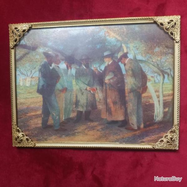 ancienne illustration sous cadre de 1923  ANATOLE FRANCE ET SES DISCIPLES