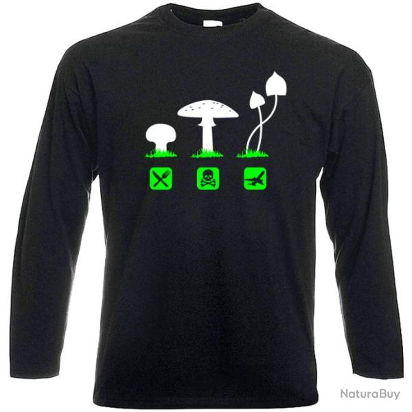 T-SHIRT MANCHES LONGUES - CHAMPIGNONS - Cueillette Ramassage Psylo Amanite humour dr�le Id�e cadeau