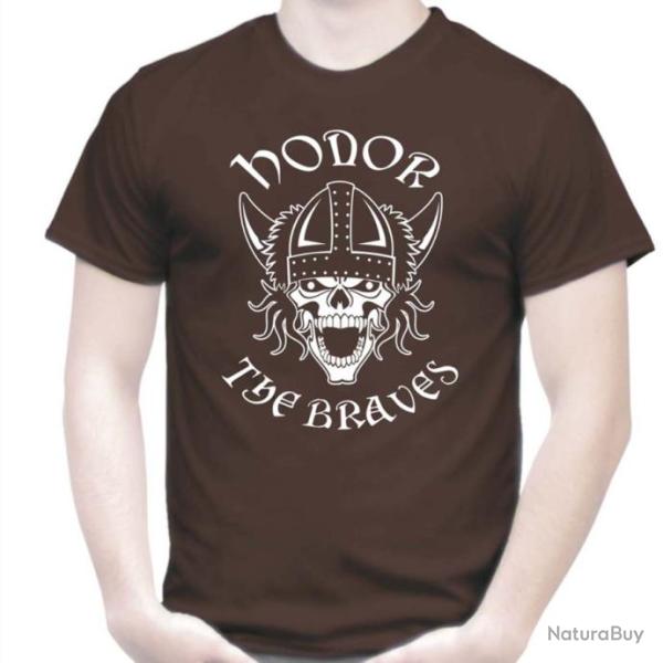 T-SHIRT - HONOR THE BRAVES - Viking Guerrier Casque Thor - Id�e cadeau anniversaire No�l Coll�gue