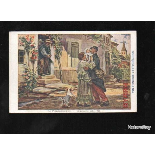 le permissionnaire campagne 1914-1916, publicit� byrrh vin tonique hygi�nique carte postale ancienne