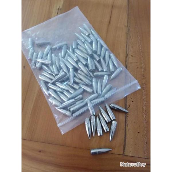 port offert: 100 ogives men cal 308 .30 (.308) FMJ 147gn 9,6gr - FMJBT - balles chemis�es 7,62 7.62