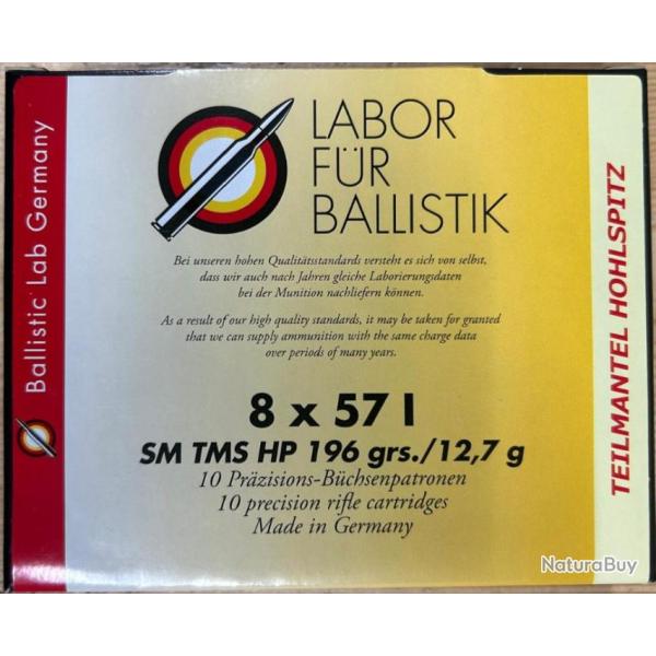 Munitions LFB calibre 8x57 I SM TMS HP 12,7 g. boite de 10 munitions